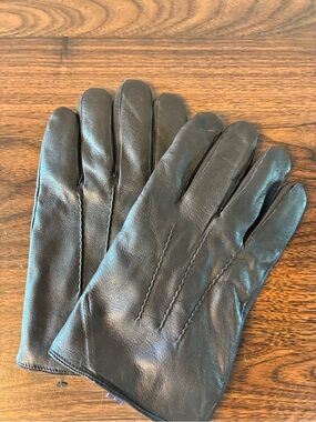 Classic Black Leather and cashmere Men's Gloves